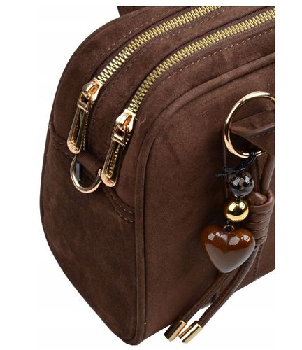 Flora&Co torebka kuferek zamsz CZEKOLADOWA elegancka CASUAL na Arena.pl