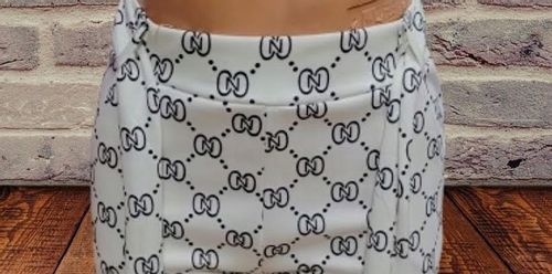 SPODNIE ELASTYCZNE Z KIESZENIAMI ozdobnym PASKIEM jasne z wzorkiem S/M na Arena.pl