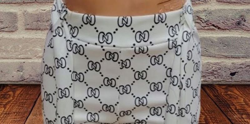 SPODNIE ELASTYCZNE Z KIESZENIAMI ozdobnym PASKIEM jasne z wzorkiem S/M zdjęcie 6