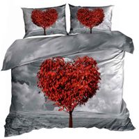 Pościel 3D bawełna satyna 200x220cm DRZEWO MIŁOŚCI