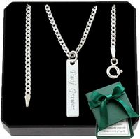 Łańcuszek męski srebrny 925 pancerka 50 cm z blaszką i grawerem na prezent