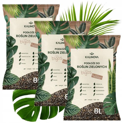 Podłoże Bigos lekka ziemia 3 x 8L do roślin zielonych Mieszanka na Arena.pl