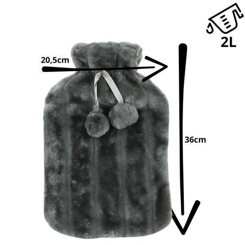 TERMOFOR NA WODĘ 2L W POKROWCU PLUSZOWY OGRZEWACZ GUMOWY W SWETERKU GRAFIT na Arena.pl