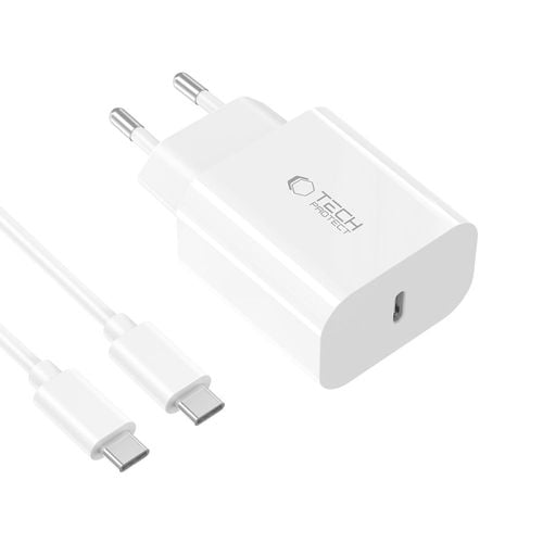 tech-protect nc20w 1-port network charger pd20w + type-c cable white na Arena.pl
