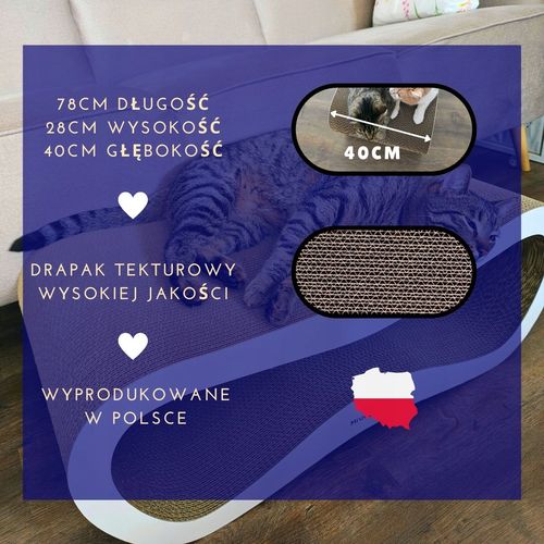 Drapak dla kota LEON | biały 40cm | 78x28x40 cm | MruuPruu na Arena.pl