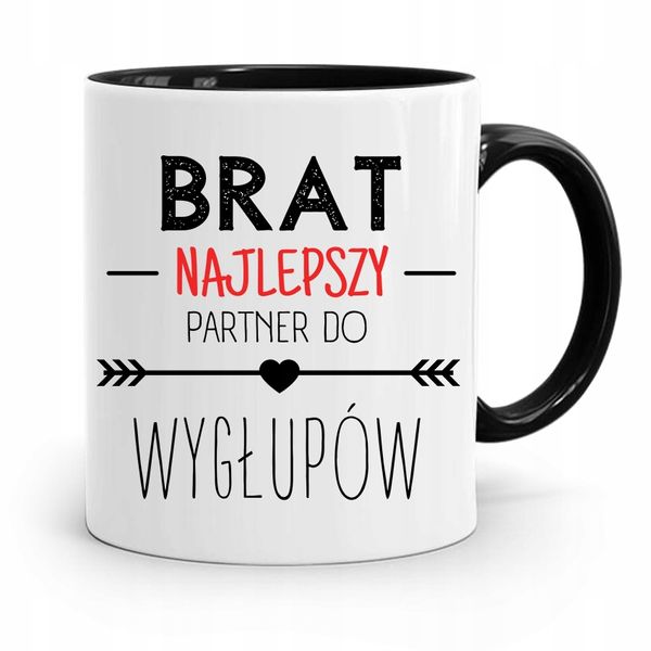 Kubek Czarny Prezent Dla Brata Partner Do Wygłupów Z Nadrukiem Ze Zdjęciem zdjęcie 1
