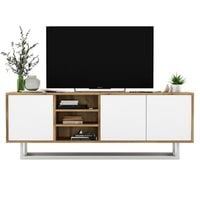 Szafka RTV, loft, NORD, 150x35x53 cm, dąb wotan, biel, mat | TYLETEGOTU
