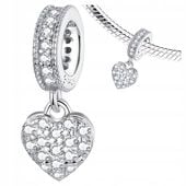 CHARMS WISZĄCE SERCE srebro 925 koralik zawieszka z cyrkoniami srebrna
