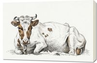 Obraz 90x60cm Leżąca Krowa, Jean Bernard Vintage do Salonu