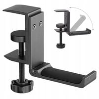 WIESZAK UCHWYT NA SŁUCHAWKI TORBĘ PLECAK METALOWY CZARNY DO BIURKA ŚCIANY