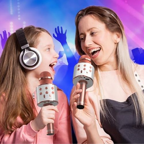 BEZPRZEWODOWY MIKROFON DLA DZIECI ZESTAW DO KARAOKE BLUETOOTH ETUI USB na Arena.pl