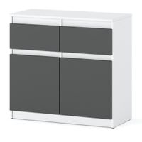 Komoda Biało Szara Oleksa 80cm 2 Szuflady Do Sypialni Salonu Pojemna Szafka
