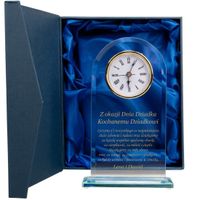 Szklany zegar w niebieskim etui - 0031D (DZIEŃ DZIADKA)
