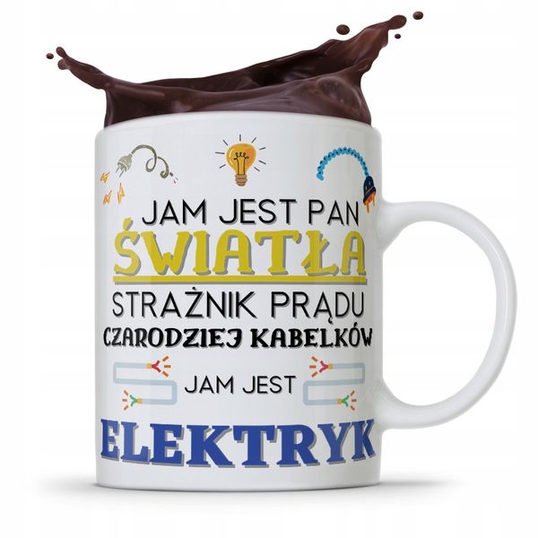Kubek Prezent Dla Elektryka Jam Jest Pan Światła Z Nadrukiem Ze Zdjęciem zdjęcie 1