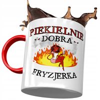 Kubek Czerwony Dla Fryzjerki Piekielnie Dobra Z Nadrukiem Ze Zdjęciem