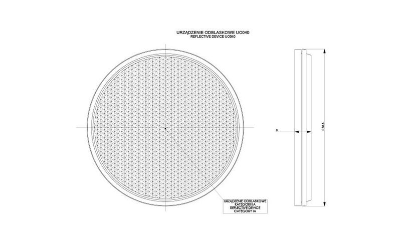Odblask okrągły samoprzylepny czerwony 75 mm UO040 zdjęcie 2