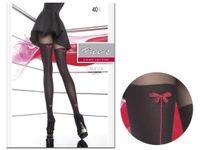 Czarne rajstopy damskie czerwony szew 40 den Fiore Black 5