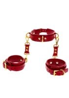 d ring collar and wrist cuffs red