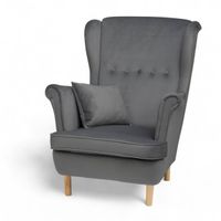 Ciemny szary Fotel Uszak + Poduszka GRATIS