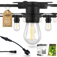 Girlanda OGRODOWA świetlna LAMPKI LED zewnętrzna 20m + 20x Żarówki E27