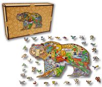 Puzzle Drewniane dla dzieci i  Niedźwiedź Bear w pudełku drewnianym
