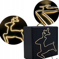 RENIFER ŚWIĄTECZNY NEON LED CIEPLY BIAŁY ZŁOTY XXL BOŻE NARODZENIE OZDOBA