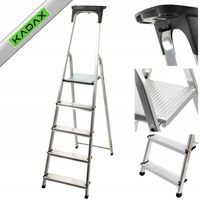 DRABINA DOMOWA 5 STOPNIOWA ALUMINIOWA SKŁADANA MOCNA PÓŁKA +HAK 125kg