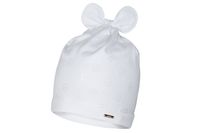 BROEL Sonica czapka dla dziewczynki wiskoza kokarda biała 46-48