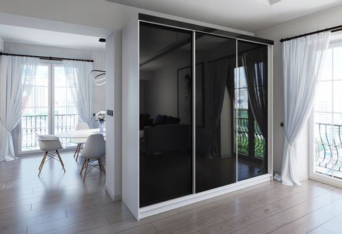 Szafa Przesuwna PARIS 250cm fronty wysoki połysk czarna na Arena.pl