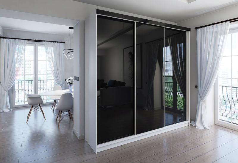 Szafa Przesuwna PARIS 250cm fronty wysoki połysk czarna zdjęcie 2