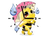 30X30CM ZEGAR PSZCZÓŁKA PARASOLEM OBRAZ DREWNO