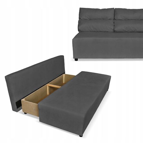 Kanapa sofa KIMO funkcja spania pojemnik Family Meble Hunter c. szary welur na Arena.pl