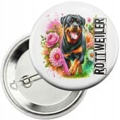 Przypinka z agrafką 59mm - PIES PSY PIESEK RASA ROTTWEILER