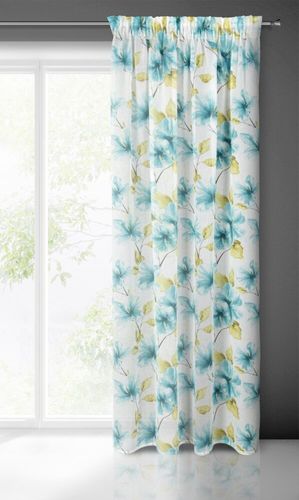 Firana gotowa na taśmie SOFIA 140x270 biała niebieska w kwiaty na Arena.pl