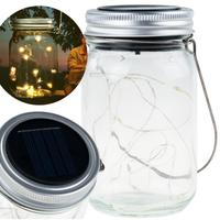 LAMPA OGRODOWA SZKLANY SŁOIK SŁOICZEK LED SOLARNA LATARENKA DRUCIK 10LED