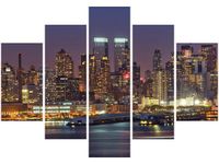 105CM 150CM OBRAZ 5 ELEM MANHATTAN AT NIGHT DRUK