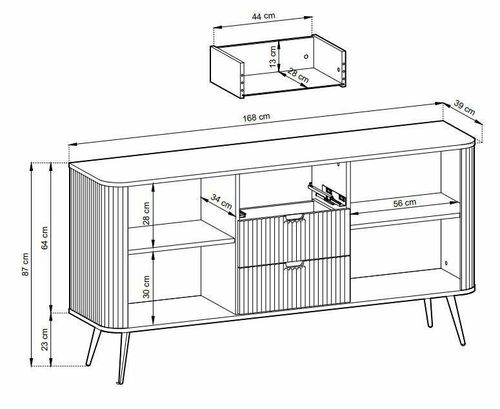 Komoda szeroka Seda czarna/ nogi złote na Arena.pl