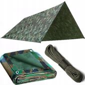 TARP NAMIOT PŁACHTA ZESTAW LINKA PARACORD 30M MORO SURVIVAL BUSHCRAFT 2x3M