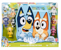 BLUEY I BINGO ZESTAW KOLEKCJONERSKI PIESKI 8 FIGUREK + SKRZYNECZKA WALIZKA