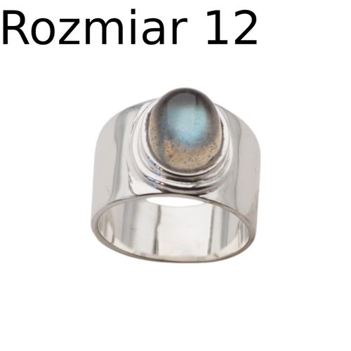 Pierścionek sygnet - Labradoryt owalny i srebro 12 (Średnica wewnętrzna 16,33 mm) na Arena.pl