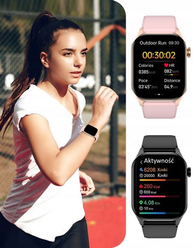 Zegarek Damski Smartwatch 380MAH ROZMOWY AMOLED Z Pomiar Cukru Ciśnienie na Arena.pl
