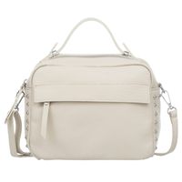 VERA PELLE torebka skórzana kuferek listonoszka z paskiem V167 kremowa