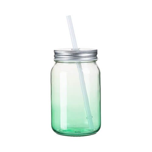 Kubek szklany Mason Jar 450 ml bez uszka do sublimacji - zielony gradient na Arena.pl