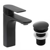 Bateria umywalkowa w komplecie z korkiem klik klak bez przelewu czarna loft