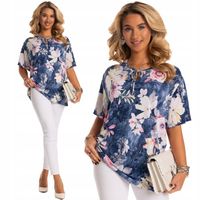 Elegancka Elastyczna Luźna BLUZKA PLUS SIZE Piękny Wzór