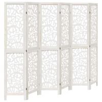 Parawan pokojowy, 6-panelowy, biały, lite drewno paulowni