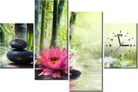 120CM 80CM ZEGAR 4 ELEM LILIE BAMBUSY OBRAZ ŚCIENNY