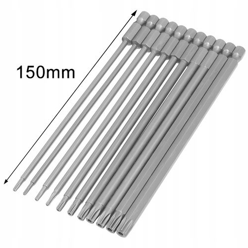 11X DŁUGIE BITY TORX KLUCZE - ZESTAW BITÓW 150mm T6 T15 T20 T25 T27 T30 T40 na Arena.pl