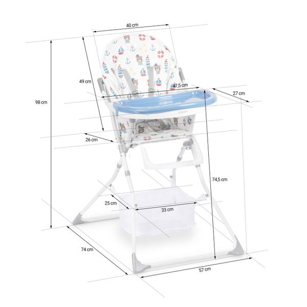 Krzesełko do karmienia Eldo biało-niebieski zdjęcie 15