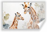 Fototapeta PREMIUM STRUKTURA ZMYWALANA dla dzieci dwie żyrafy akwarela